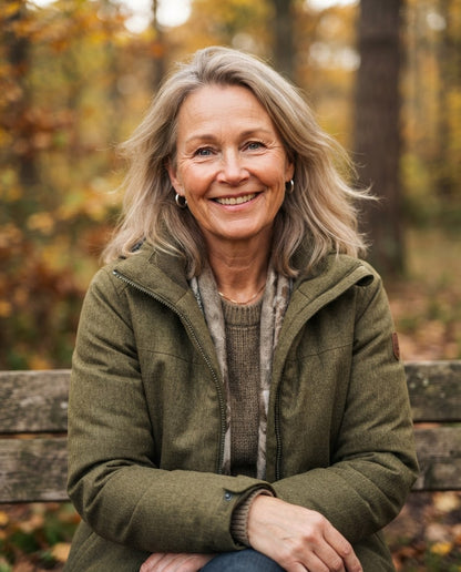 Portrait of Birgitta, nurse, in an autumn jacket