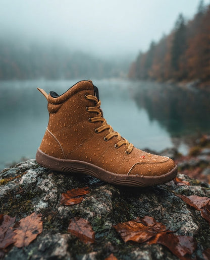 Canyon Barefoot Boot vid en dimmig bergssjö